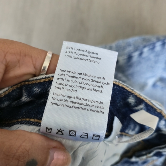 Risen Jeans Light Blue Acid Wash Distresses Flare Jeans - Picture 2 of 8